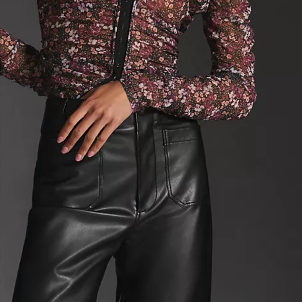 NEW Cropped Wide-Leg Faux Leather Pants